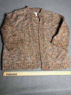 Tweeds Woman Plus Size 3X Chunky Earth Tone Knit Cardigan Sweater Wool Blend